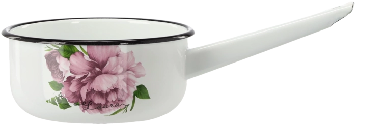 Casserole émaillée avec poignée 1,5 l 16 cm blanche Pivoine Laura