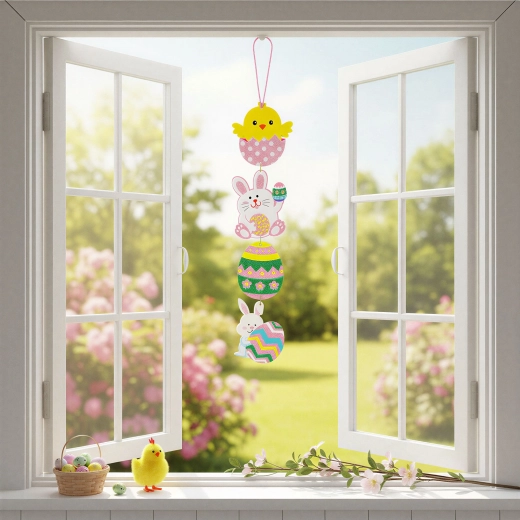 Décoration de Pâques suspendue en mousse pailletée de 60 cm