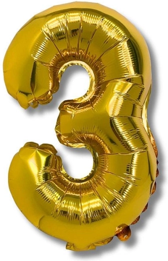 Ballon en alu chiffre 3 doré 40 cm