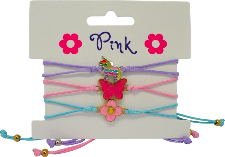 Lot de 3 bracelets pour enfants – licorne, cœur et hippopotame