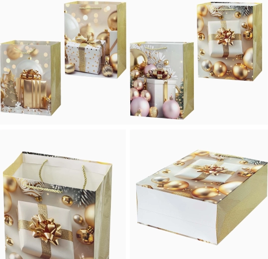 Sac cadeau de Noël 32 × 26 × 12 cm, motifs assortis