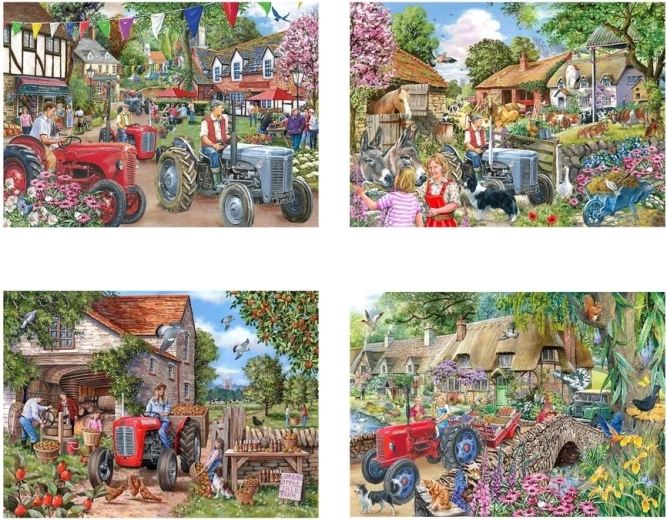 Puzzle Une journée à la ferme, 4 × 250 grandes pièces