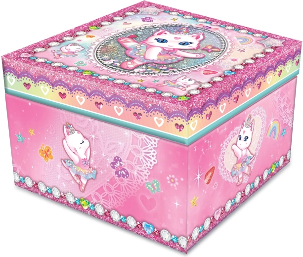 Boîte à bijoux musicale avec chaton et ballerine