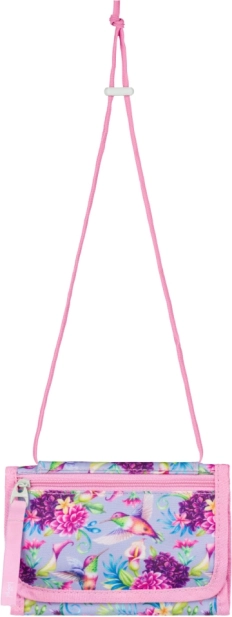 Porte-monnaie à suspendre avec motif de fleurs et colibris