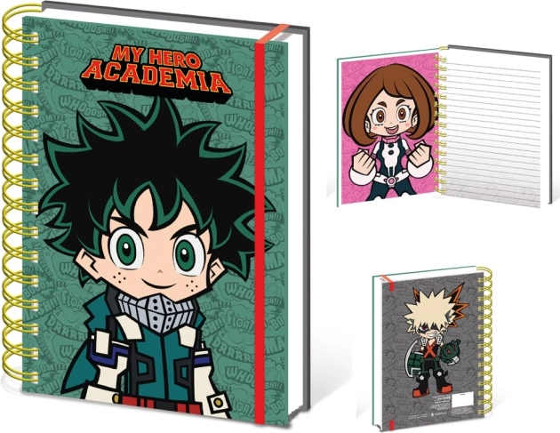 my hero academia chibi carnet a5 à reliure spirale