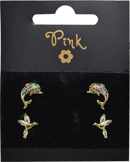 Boucles d’oreilles dorées Monde marin – set de 4 pcs