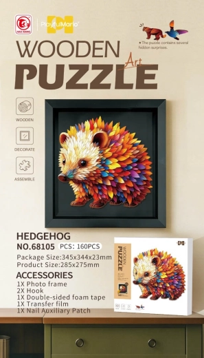 Puzzle en bois hérisson de 160 pièces avec cadre
