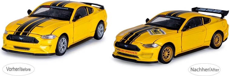 JAMARA Ford Mustang GT 2018 modèle réduit moulé sous pression à l’échelle 1:42 jaune