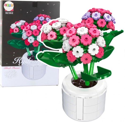 Kit de construction hortensia rose en pot 342 pièces