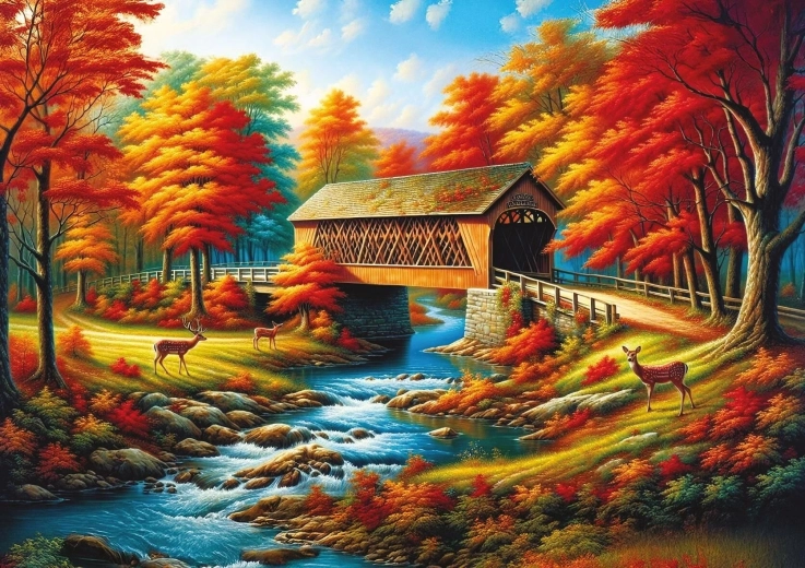 Puzzle Pont bordé d’arbres 500 pièces ART PUZZLE