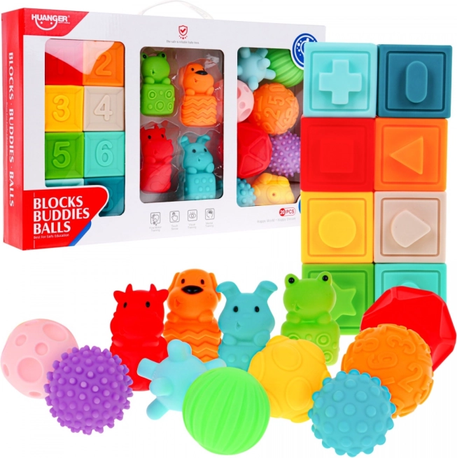 Méga ensemble de 20 balles animales pour enfants 6m+ Jouet sensoriel Rééducation de la main