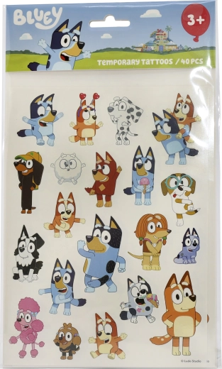 Tatouages temporaires lavables pour enfants Bluey – lot de 40 pièces