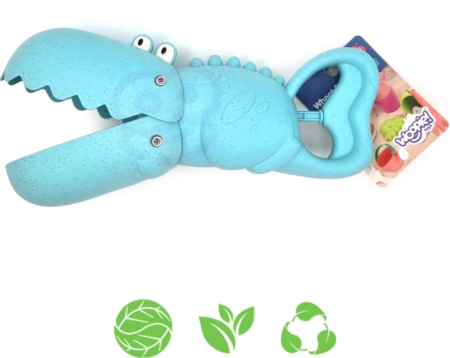 WOOPIE GREEN pelle crocodile et ramasse-sable/eau, bleu, en matériau biodégradable