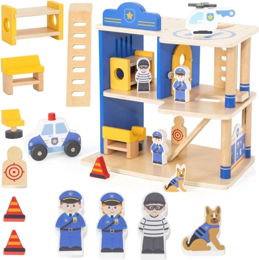 Viga Toys station de police en bois avec accessoires