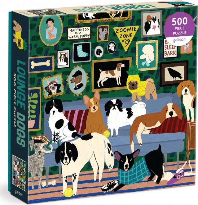 Puzzle carrés Chiens dans le salon 500 pièces