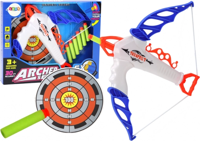 Arc avec cible pour flèches en mousse à ventouse, 6 pcs