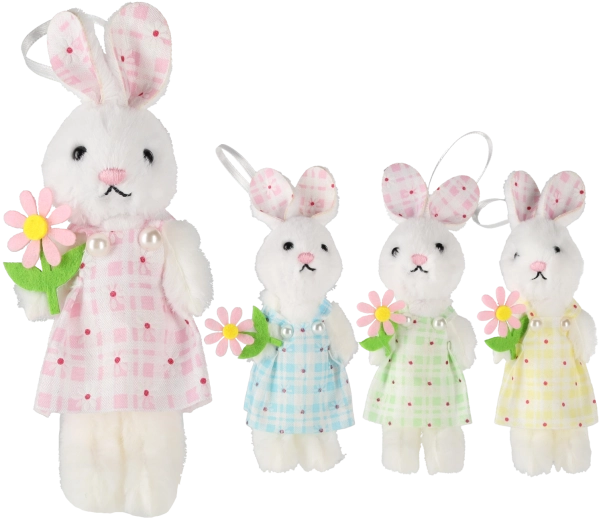 Décoration de Pâques suspendue lapin avec fleur