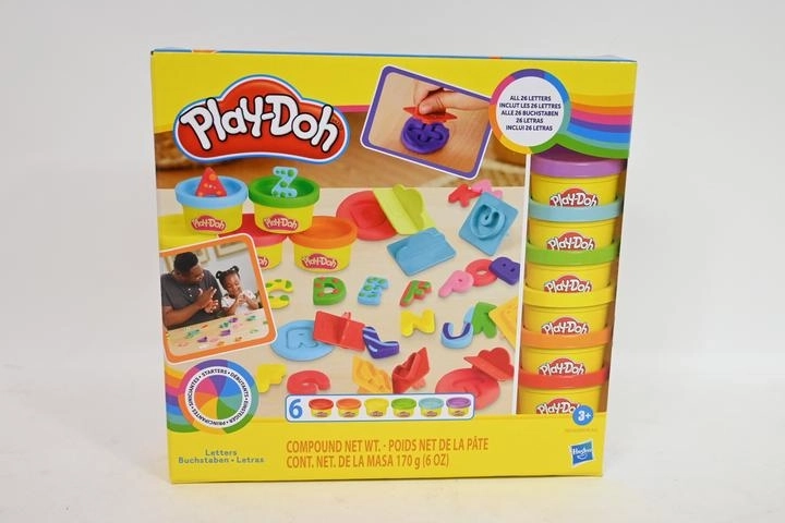 Pâte à modeler Play-Doh – alphabet, 6 pots et 26 tampons