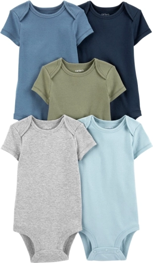 Bodies bébé Carter’s à manches courtes monochromes, lot de 5, taille 56 (NB), pour garçons