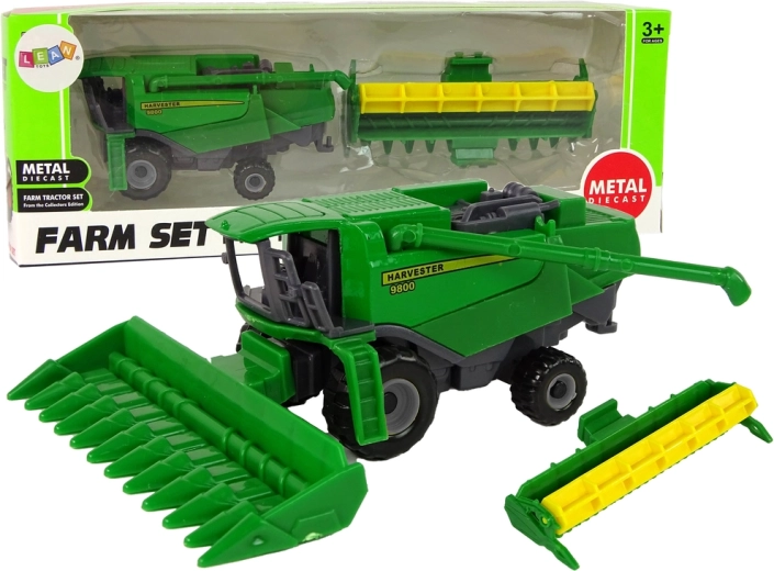 Moissonneuse-batteuse verte avec unité additionnelle – jouet pour enfants
