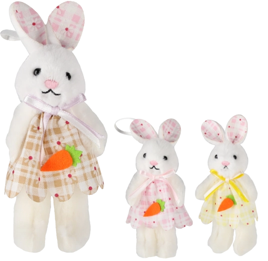Décoration de Pâques à suspendre lapin avec carotte, assortiment de couleurs 6 × 11 cm (lot de 12 pièces)