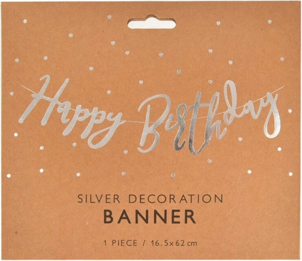 Guirlande en papier Happy Birthday argentée