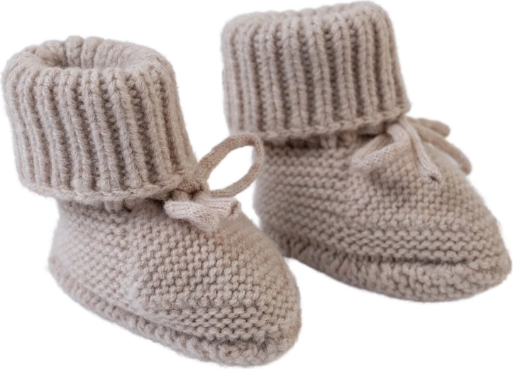 Chaussons en laine mérinos tricotée Lodger beiges 6–12 mois - 1 pièce