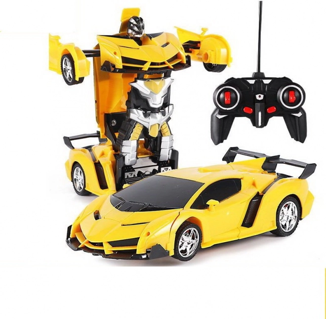 Robot auto 2-en-1 télécommandé avec LED, sons et drift – jaune
