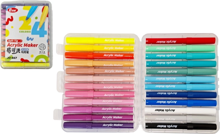 Marqueurs acryliques 24 pcs pour verre, céramique, bois et pierres