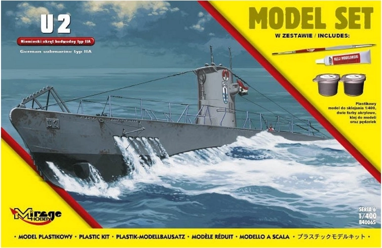 Maquette du sous-marin U-Boot type IIA U2 à l’échelle 1:400 – kit de construction