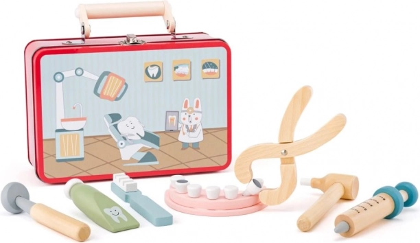 Set de dentiste pour petits enfants – trousse médicale en bois dans une boîte métallique