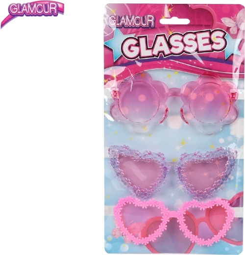 Lunettes pour enfants glamour roses – lot de 3 pièces