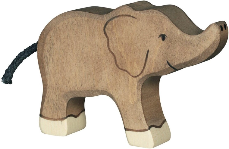 Holztiger petit éléphant à la trompe relevée - 1 pièce