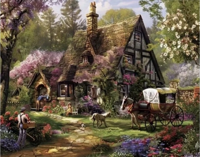 Peinture diamant – chalet de campagne 30 × 40 cm