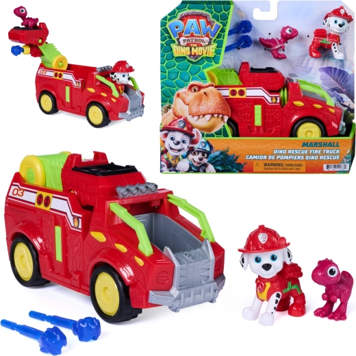 Spin Master Paw Patrol Film Dino Rescue – camion de pompier Marshall 20 cm avec figurines et projectiles