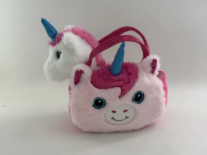 Peluche licorne dans un sac à main en forme de licorne