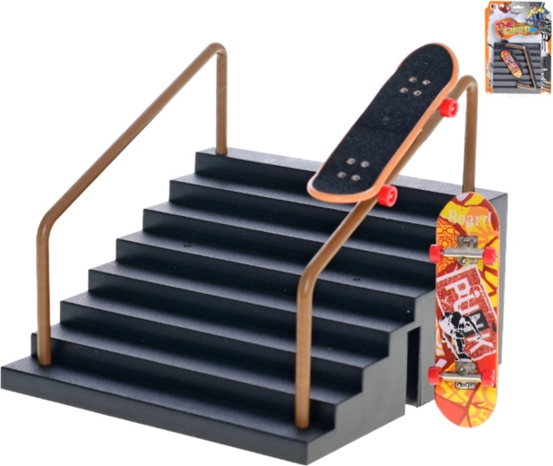Skateboard à doigts (fingerboard) – set de jeu avec rampe en forme d’escalier
