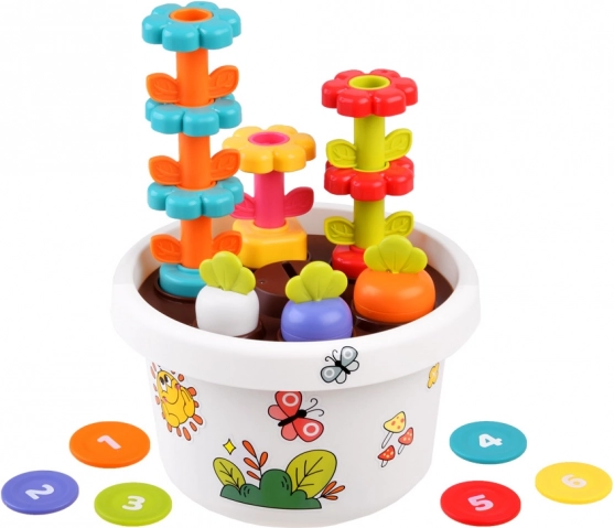 Hola Jouet Éducatif Pot de Fleurs 12m+ avec Jouet de Tri et Pyramide