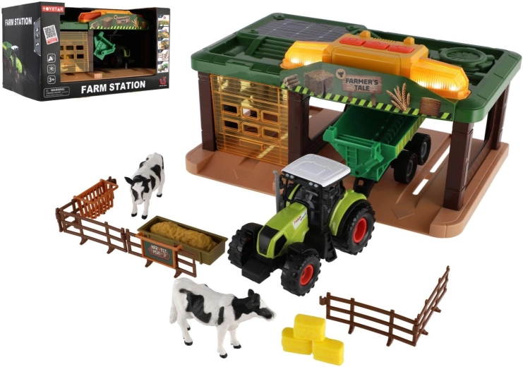 Ferme avec tracteur, garage et accessoires