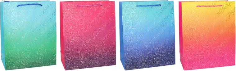 Sac cadeau L 31 × 42 × 12 cm – dégradé brillant avec accents dorés