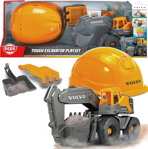 Dickie Toys Volvo set de construction avec pelleteuse et casque de protection