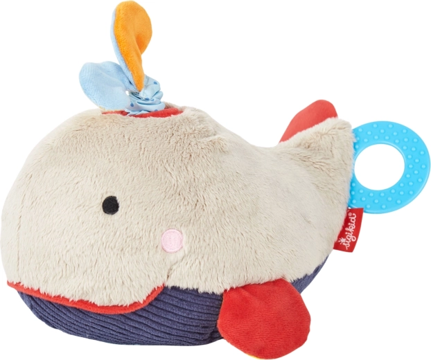 Jouet d’éveil baleine sigikid – papier bruissant, hochet, pouet-pouet et anneau de dentition