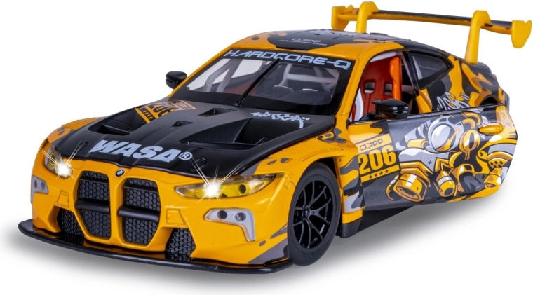 Modèle de voiture de course BMW M4 GT3 1:24 avec lumières et sons