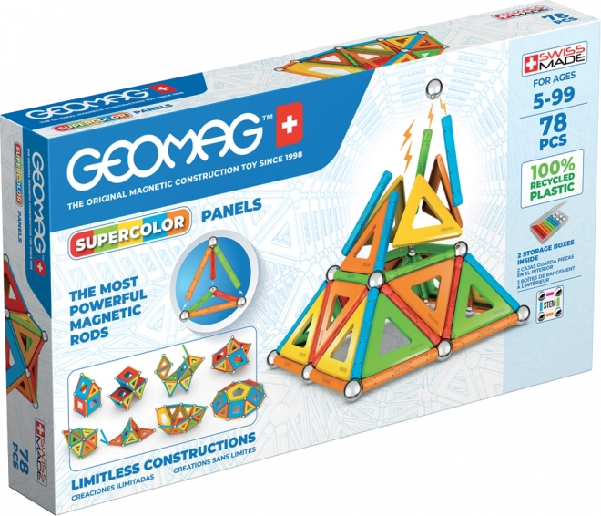 Geomag Supercolor Panels coffret de construction magnétique recyclé 78 pièces