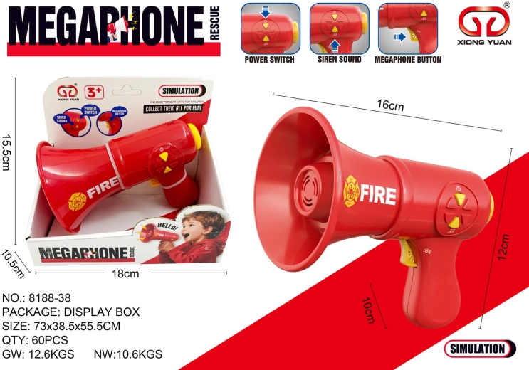 Mégaphone de pompier rouge