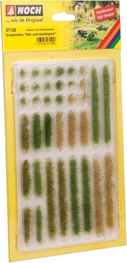 Bandes et touffes d’herbe NOCH vert clair et vert foncé 6 mm