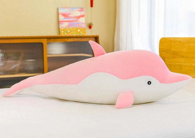 Mascotte en peluche dauphin rose 70 cm