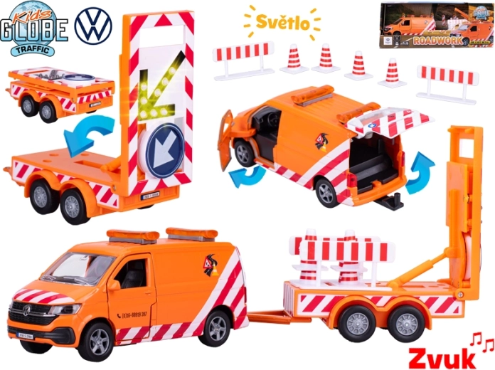 Kids Globe Traffic VW Transporter – modèle en métal avec lumières et sons