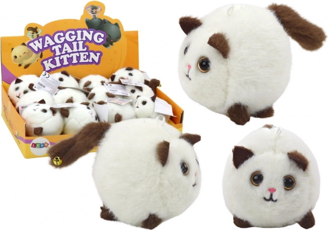 Mascotte chat en peluche à ressort sauteur blanc