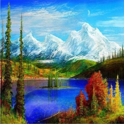 Peinture diamant Lac de montagne 30 × 40 cm